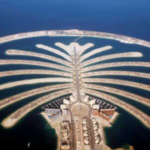 Jumeirah Palm Island In Dubai top view